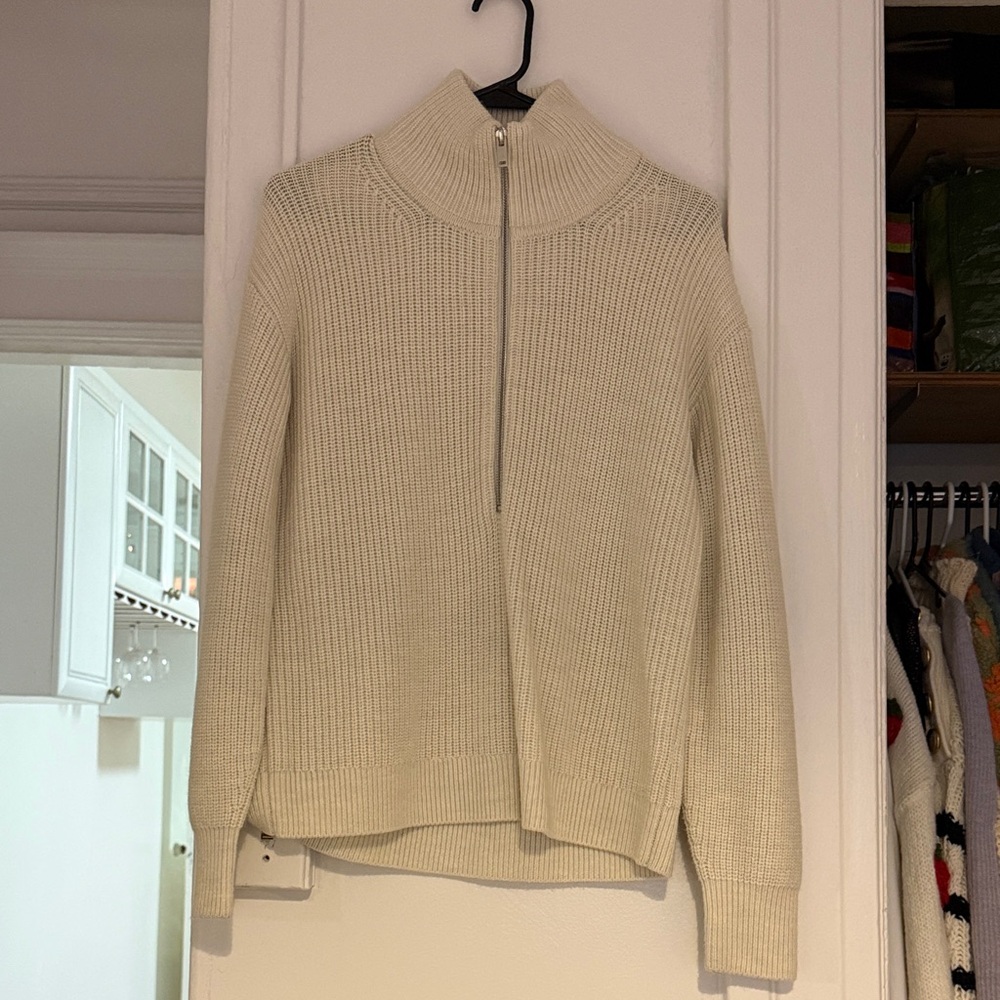 Quince Off-White Turtleneck Sweater